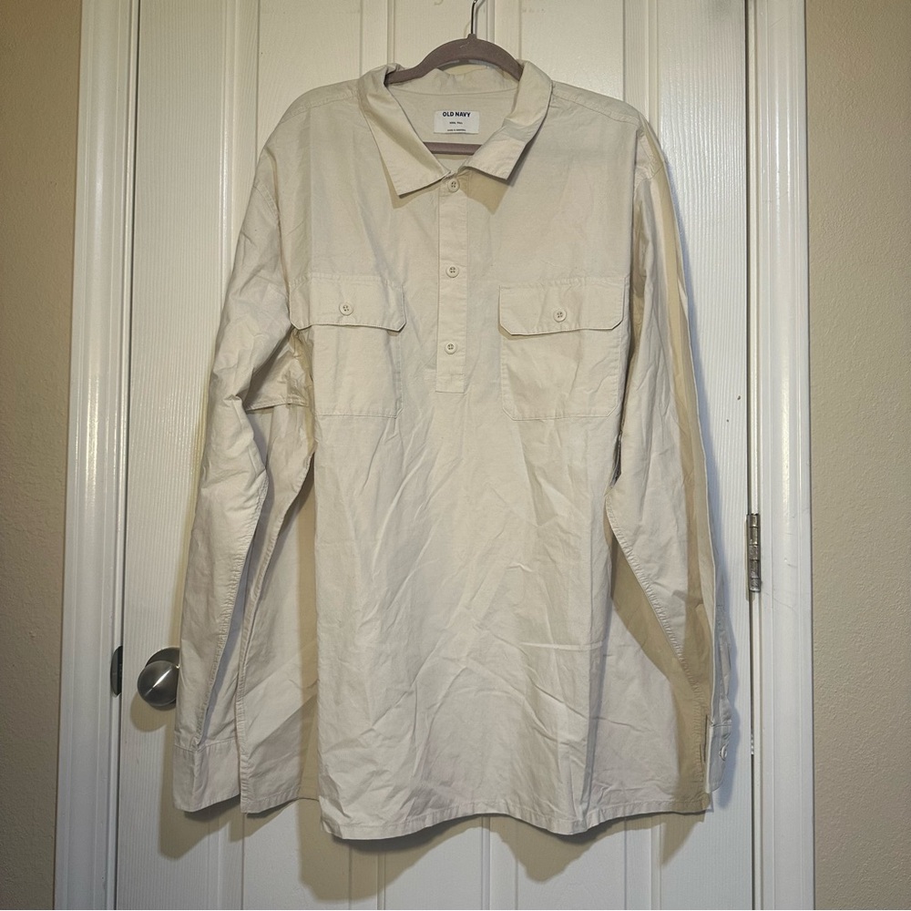 Old Navy Beige Button-Up Shirt -XXXL TALL
